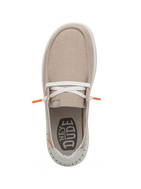 WENDY RISE Łatwe do założenia mokasyny z mieszanki lnu muszla piaskowa chambray - Buty damskie