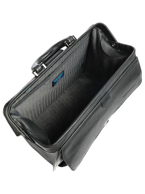 CAMPIONARIO - BLACK SQUARE Torba lekarska ze sk&oacute;ry, uchwyt na komputer 13" czarny - Teczki robocze