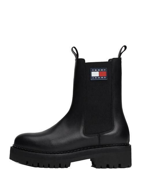 TOMMY JEANS Urban Chelsea Sk&oacute;rzane botki CZARNY - Buty damskie