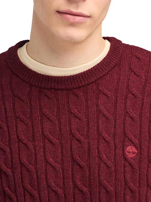P-B LAMBWOOL Sweter z okrągłym dekoltem z mieszanki wełny wrzos kordowy - Koszulki męskie