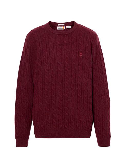 P-B LAMBWOOL Sweter z okrągłym dekoltem z mieszanki wełny wrzos kordowy - Koszulki męskie
