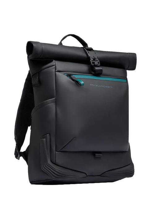 CORNER SPECIALE GOMMATO Plecak z rolowaną g&oacute;rą na laptopa 15,6" Czarny - Plecaki na laptopa do pracy