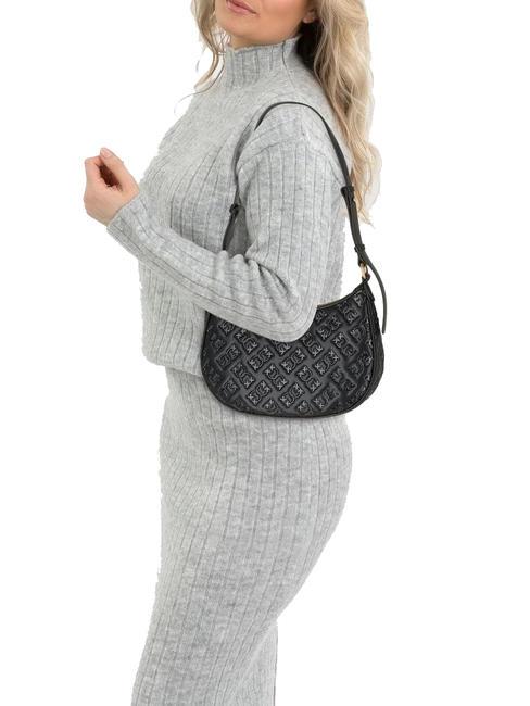 HALF MOON MINI  Torba na ramię, sk&oacute;ra czarno-antyczne złoto - Torby damskie