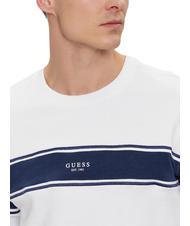 GUESS INSERTED STRIPE Bluza bawełniana z okrągłym dekoltem czysto biały - Bluzy męskie - 4