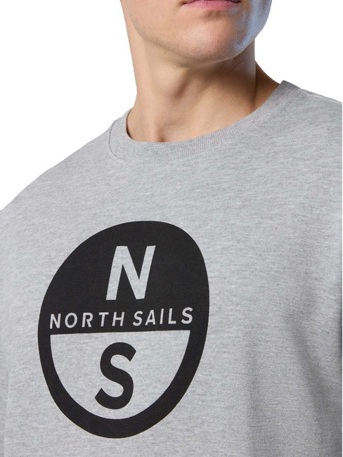 BASIC Bluza z okrągłym dekoltem i nadrukowanym logo szary melanż - Bluzy męskie