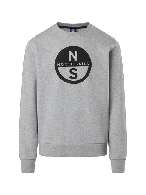 BASIC Bluza z okrągłym dekoltem i nadrukowanym logo szary melanż - Bluzy męskie
