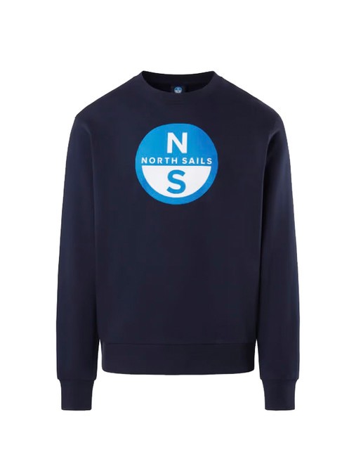 BASIC Bluza z okrągłym dekoltem i nadrukowanym logo granatowy - Bluzy męskie