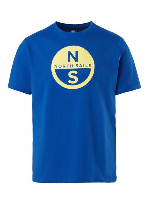 BASIC Koszulka bawełniana z nadrukowanym logo surfować w kolorze niebieskim - Koszulki męskie
