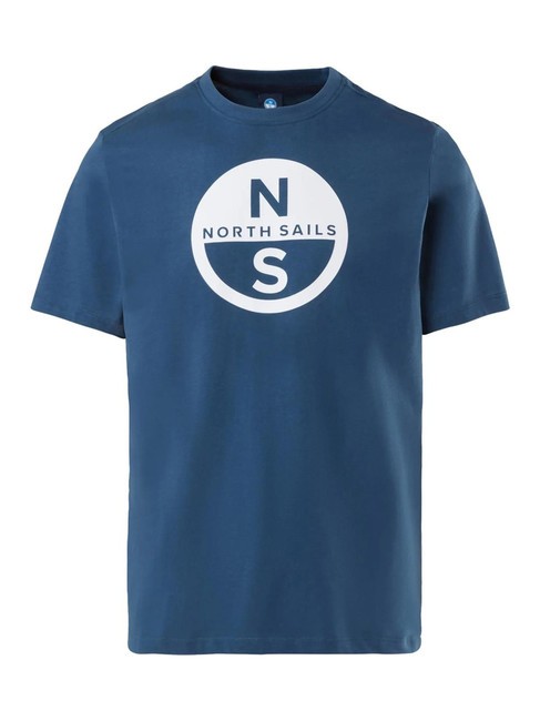 BASIC Koszulka bawełniana z nadrukowanym logo ciemny denim - Koszulki męskie