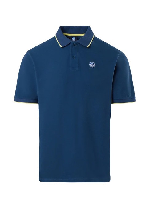 COLLAR STRIPED Koszulka polo bawełniana z kr&oacute;tkim rękawem ciemny denim - Polo męskie
