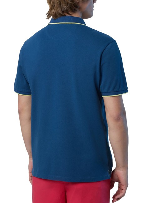 COLLAR STRIPED Koszulka polo bawełniana z kr&oacute;tkim rękawem ciemny denim - Polo męskie