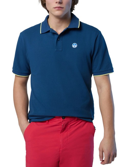 COLLAR STRIPED Koszulka polo bawełniana z kr&oacute;tkim rękawem ciemny denim - Polo męskie