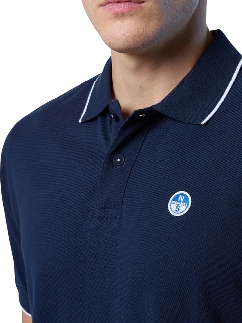 COLLAR STRIPED Koszulka polo bawełniana z kr&oacute;tkim rękawem granatowy - Polo męskie