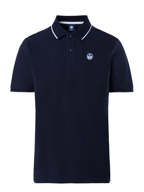 COLLAR STRIPED Koszulka polo bawełniana z kr&oacute;tkim rękawem granatowy - Polo męskie