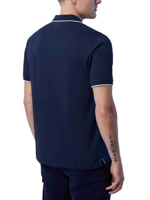 COLLAR STRIPED Koszulka polo bawełniana z kr&oacute;tkim rękawem granatowy - Polo męskie