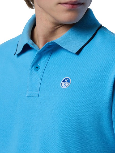 COLLAR STRIPED Koszulka polo bawełniana z kr&oacute;tkim rękawem błękitny - Polo męskie