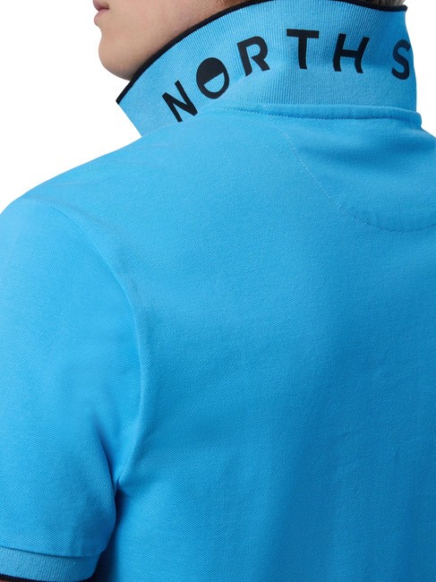 COLLAR STRIPED Koszulka polo bawełniana z kr&oacute;tkim rękawem błękitny - Polo męskie