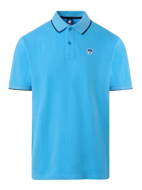 COLLAR STRIPED Koszulka polo bawełniana z kr&oacute;tkim rękawem błękitny - Polo męskie