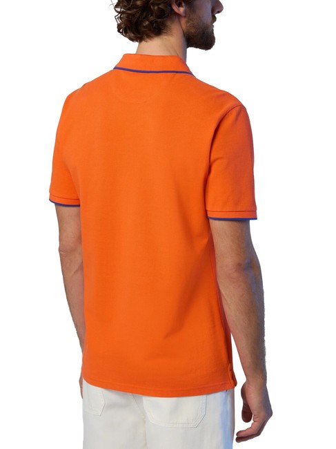 COLLAR STRIPED Koszulka polo bawełniana z kr&oacute;tkim rękawem pomarańczowy płomień - Polo męskie
