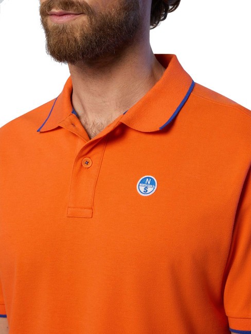 COLLAR STRIPED Koszulka polo bawełniana z kr&oacute;tkim rękawem pomarańczowy płomień - Polo męskie