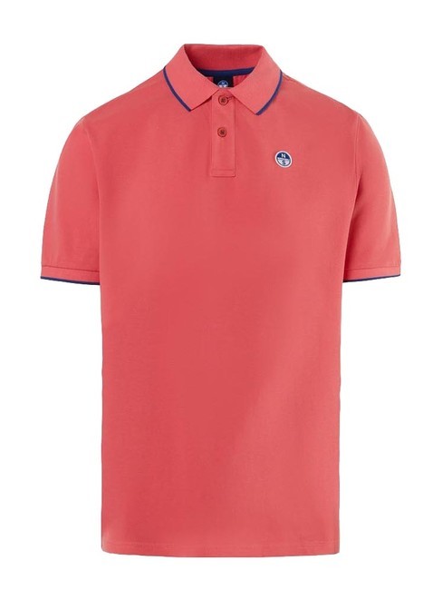 COLLAR STRIPED Koszulka polo bawełniana z kr&oacute;tkim rękawem koralowiec kalipso - Polo męskie