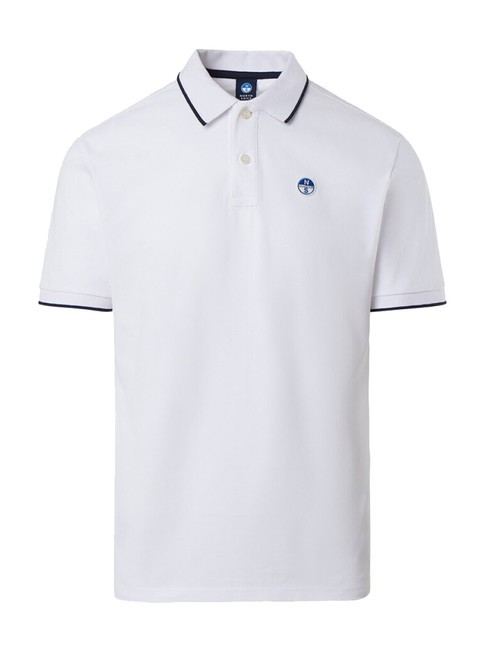 COLLAR STRIPED Koszulka polo bawełniana z kr&oacute;tkim rękawem biały - Polo męskie