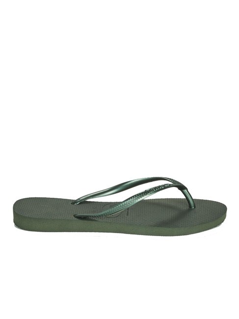 SLIM Klapki oliwkowo-zielony - Buty damskie