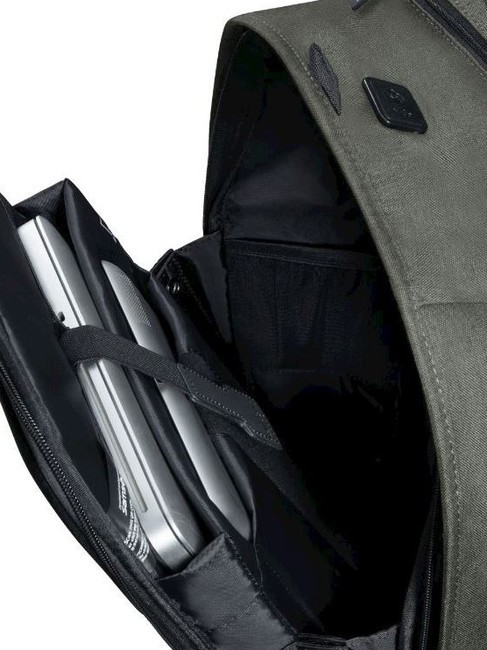 SECURIPAK  Plecak z systemem antykradzieżowym, uchwyt na komputer 15,6" liście zielone - Plecaki na laptopa do pracy