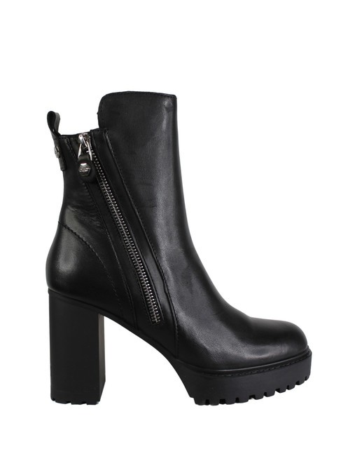 JAGGER 4334 Wysokie sk&oacute;rzane botki za kostkę czarny - Buty damskie