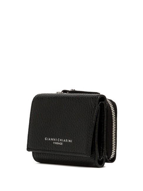 WALLETS GRAIN Mały portfel ze sk&oacute;ry młotkowanej Czarny - Portfele damskie