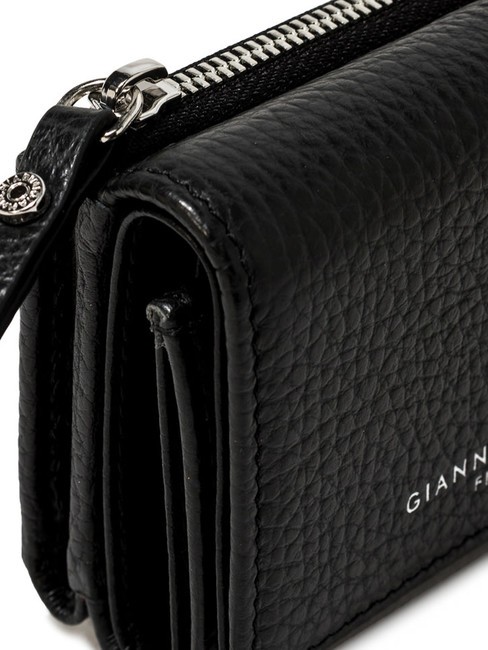 WALLETS GRAIN Mały portfel ze sk&oacute;ry młotkowanej Czarny - Portfele damskie