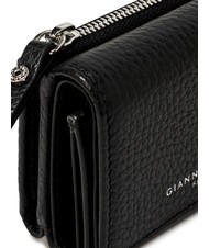 GIANNI CHIARINI WALLETS GRAIN Mały portfel ze sk&oacute;ry młotkowanej Czarny - Portfele damskie - 4