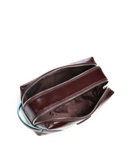 PIQUADRO BLUE SQUARE  Sk&oacute;rzane etui kosmetyczne MAHOŃ - Kosmetyczka - 3