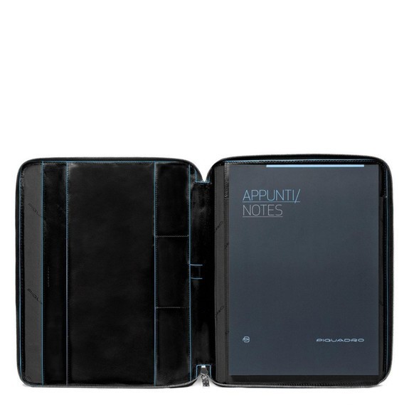 BLUE SQUARE Smukły sk&oacute;rzany schowek w formacie A4 Czarny - Uchwyt i organizer na tablet