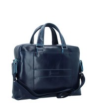 PIQUADRO BLUE SQUARE Sk&oacute;rzana teczka, uchwyt na laptopa 14" niebieski - Teczki robocze - 3