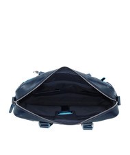 PIQUADRO BLUE SQUARE Sk&oacute;rzana teczka, uchwyt na laptopa 14" niebieski - Teczki robocze - 4