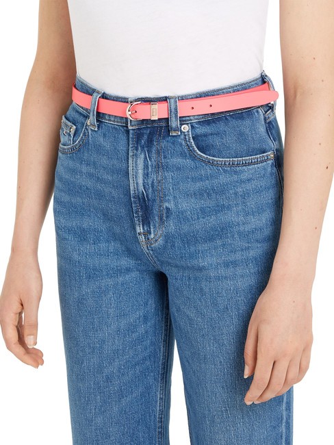 TOMMY JEANS Heritage Oval Pasek sk&oacute;rzany elegancki r&oacute;żowy - Paski