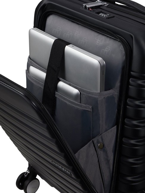 FLASHLINE W&oacute;zek kabinowy z kieszenią na laptopa 15,6" cień czarny - Bagaż podręczny