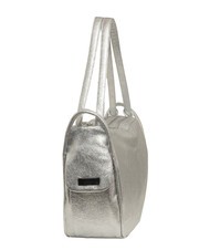LESAC TRIO Plecak-torba ze sk&oacute;ry metalicznej srebrny - Torby damskie - 3