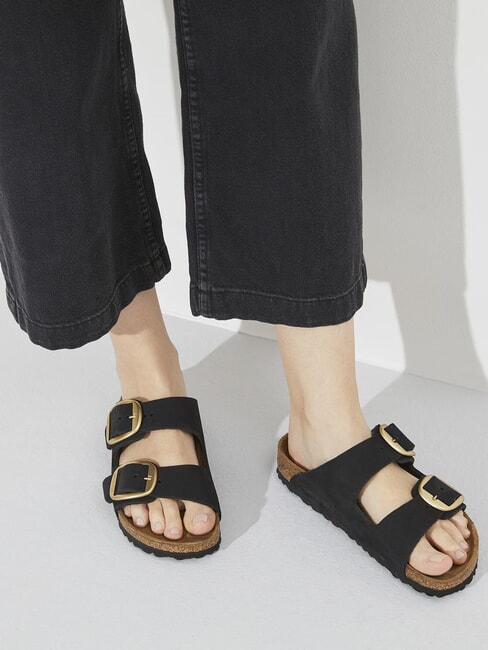 ARIZONA BIG BUCKLE Sandały ze sk&oacute;ry nubukowej czarny - Buty damskie