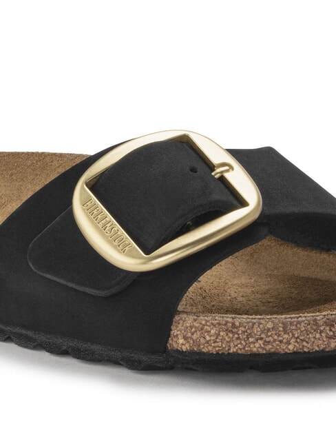 MADRID BIG BUCKLE Kapcie ze sk&oacute;ry nubukowej czarny - Buty damskie