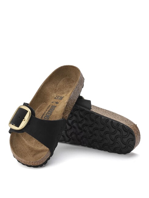 MADRID BIG BUCKLE Kapcie ze sk&oacute;ry nubukowej czarny - Buty damskie