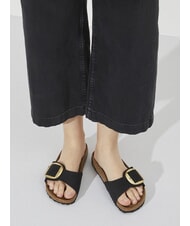 BIRKENSTOCK MADRID BIG BUCKLE Kapcie ze sk&oacute;ry nubukowej czarny - Buty damskie - 7
