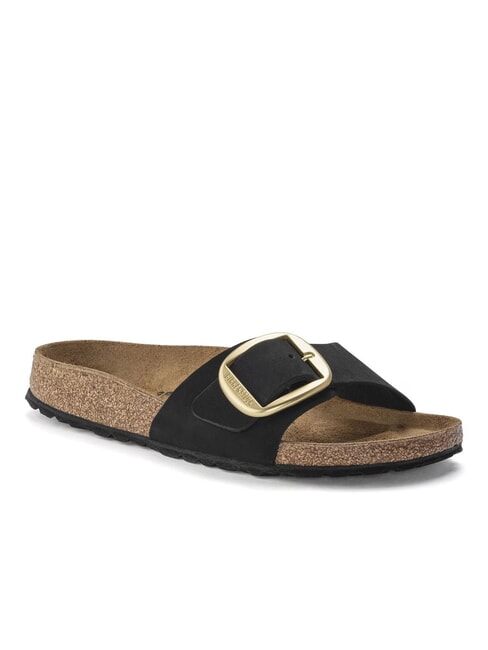 MADRID BIG BUCKLE Kapcie ze sk&oacute;ry nubukowej czarny - Buty damskie