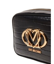 LOVE MOSCHINO CROCO PRINTED Torba na aparat fotograficzny na ramię czarny krokus - Torby damskie - 3