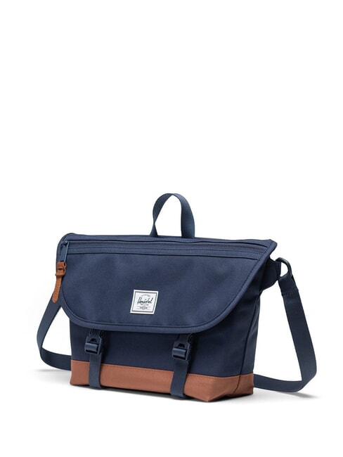 COVE Torba kurierska, laptop 15,6" granatowy/brązowy siodłowy - Teczki robocze