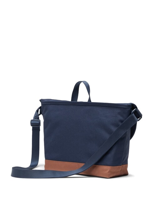 COVE Torba kurierska, laptop 15,6" granatowy/brązowy siodłowy - Teczki robocze