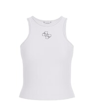 GUESS NEW SL ROUND GUENDALINA Top z logo 4G ze strasami czysto biały - Koszulki i topy damskie - 4