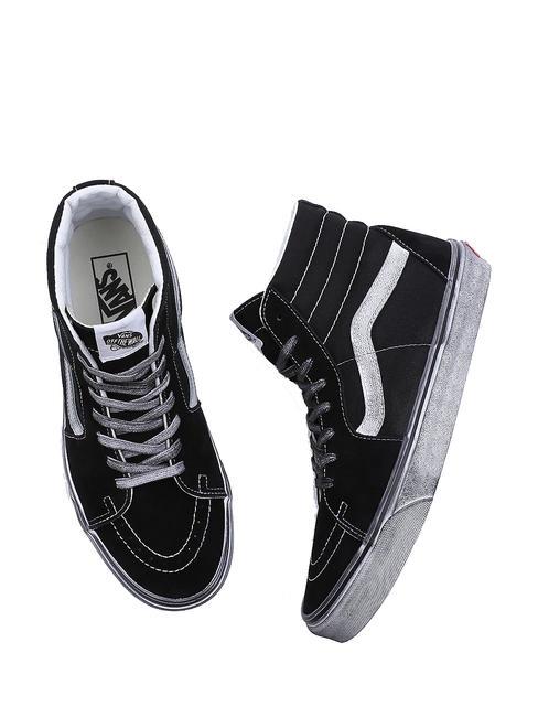 UA SK8-HI Trampki za kostkę zestresowany czarno-biały - Buty uniseks
