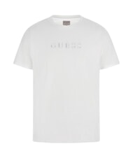 GUESS LOGO EMBROIDERY Koszulka bawełniana czysto biały - Koszulki męskie - 4
